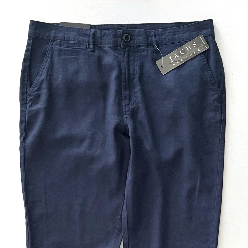 Jach’s New York Straight Fit Linen Blend Bowie Chino Pant in Indigo Size 33 - Picture 2 of 8